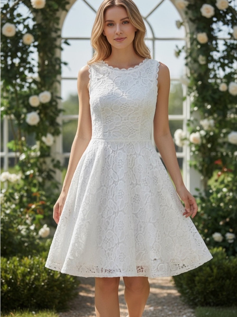 City Studio White Lace Sleeveless Mini Dress